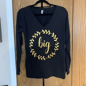 Black sorority “Big” v-neck! Long sleeve.